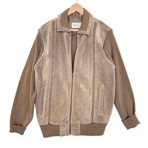 VTG Mister Marr Suede Knit Bomber‎ Jacket L Brown Leather Desert Revival Cowgirl
